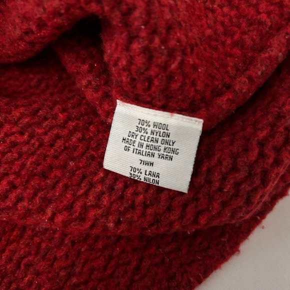 Eileen Fisher Sweater Womens PS Red Wool Blend Ribbed Cowl Neck Pullover - Picture 5 of 7